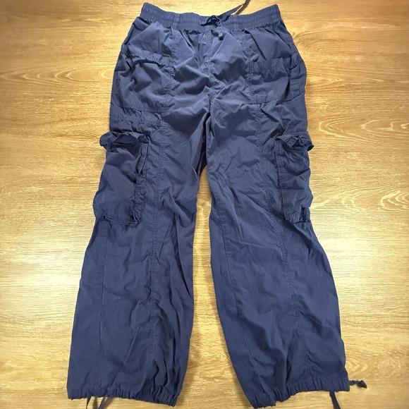 aerie Pants - Aerie Pants Women's M Blue Cargo Parachute Wide Leg Lightweight Casual Y2K Style